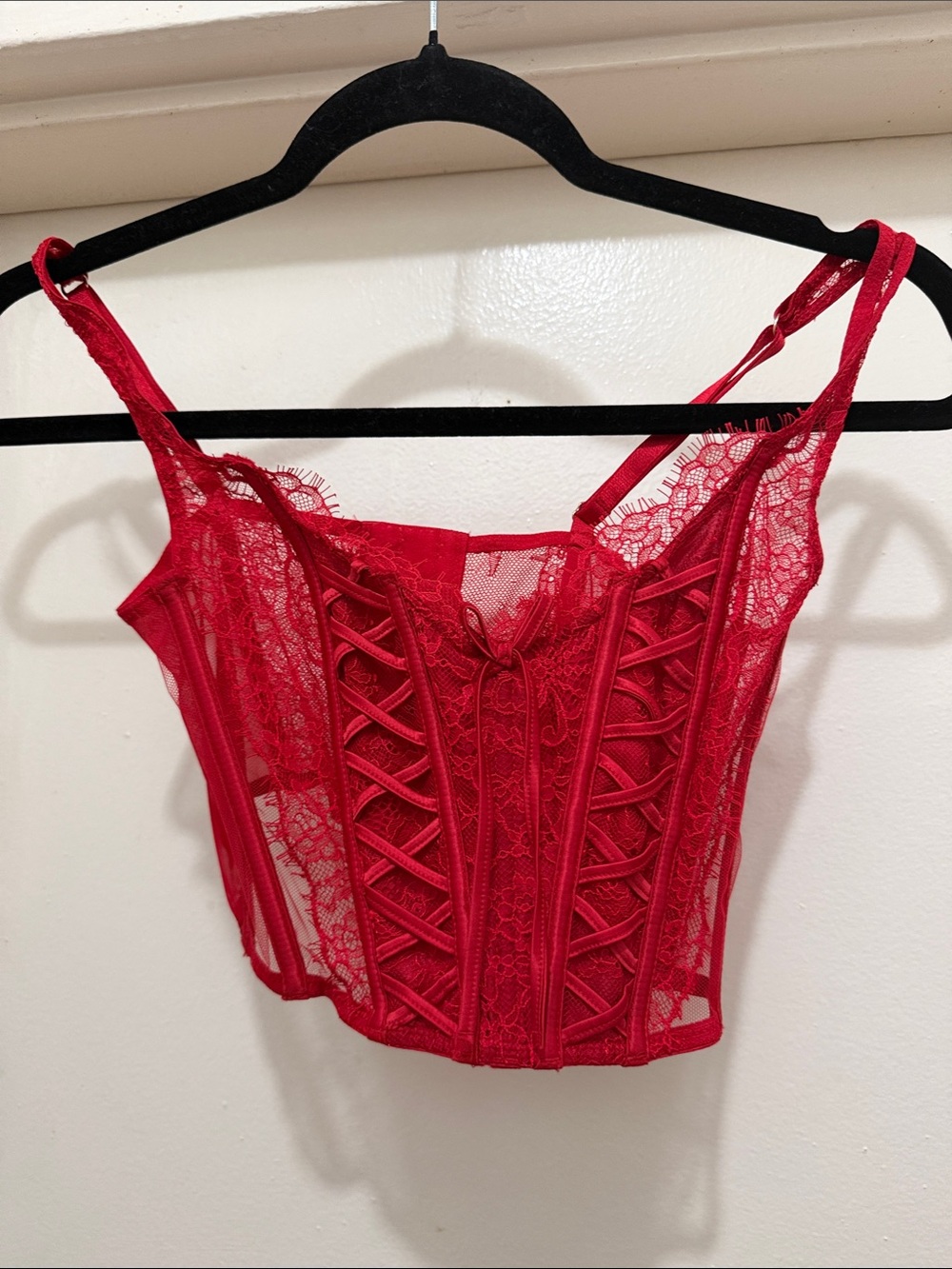 Victoria's Secret Red Lace Corset-Style Bralette